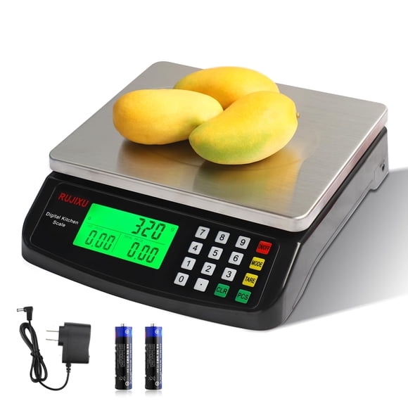 Báscula de cocina digital RUJIXU negra de acero inoxidable de 30 kg/66 libras