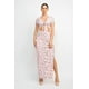 thumbnail image 1 of Conjunto de Top Floral con Nudo Frontal y Falda Larga Fruncida Rosa Lavanda M, 1 of 5