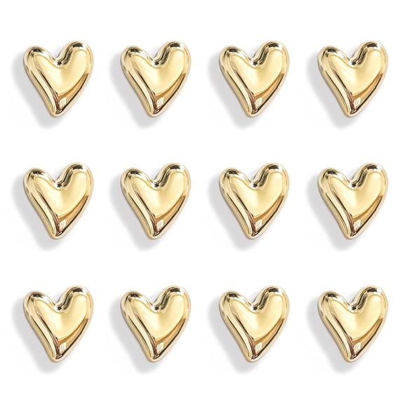Juego de 12 imanes para nevera Janvelle Gold Love Heart