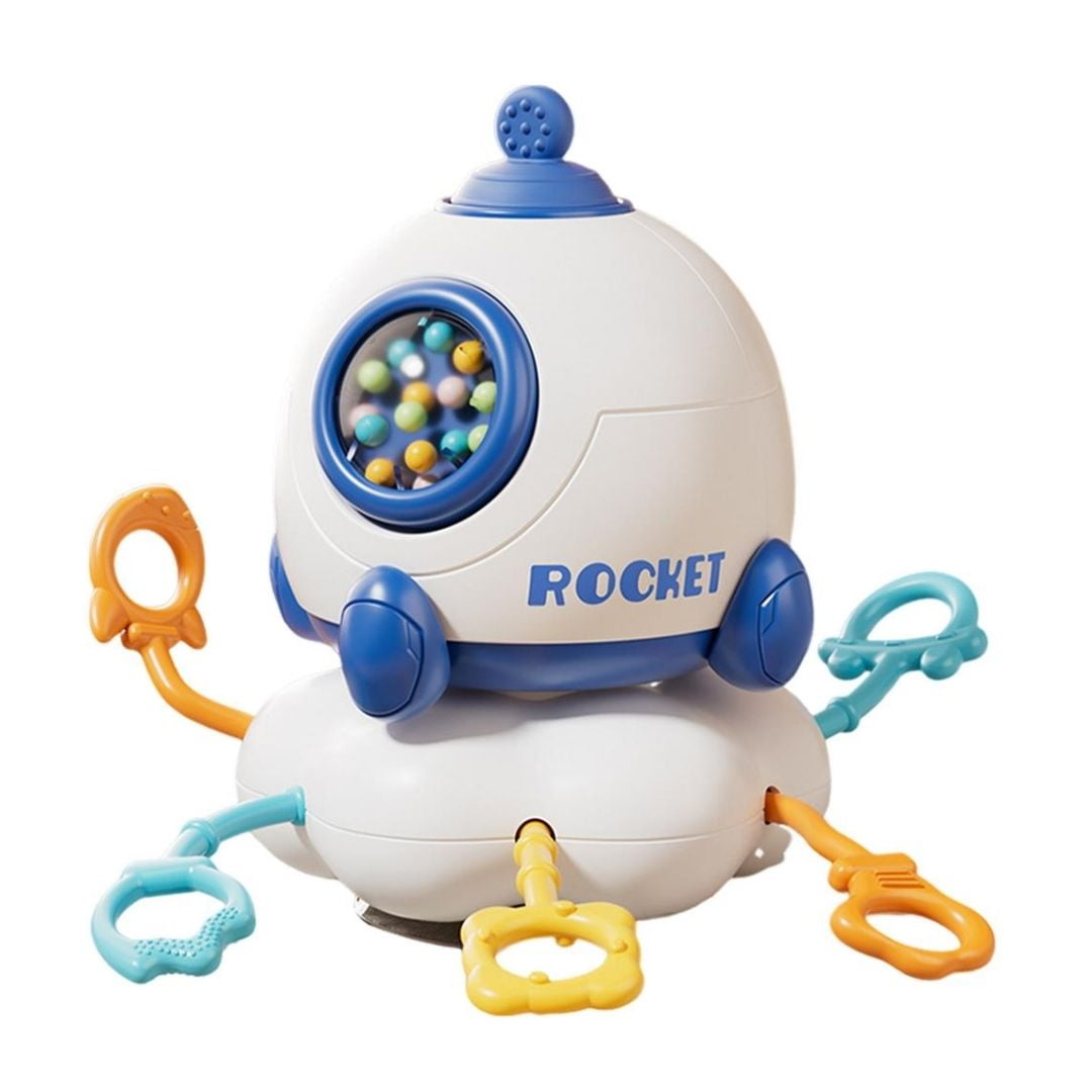 Oem - Sonajero Sensorial Con Ventosa Diseño Cohete Azul