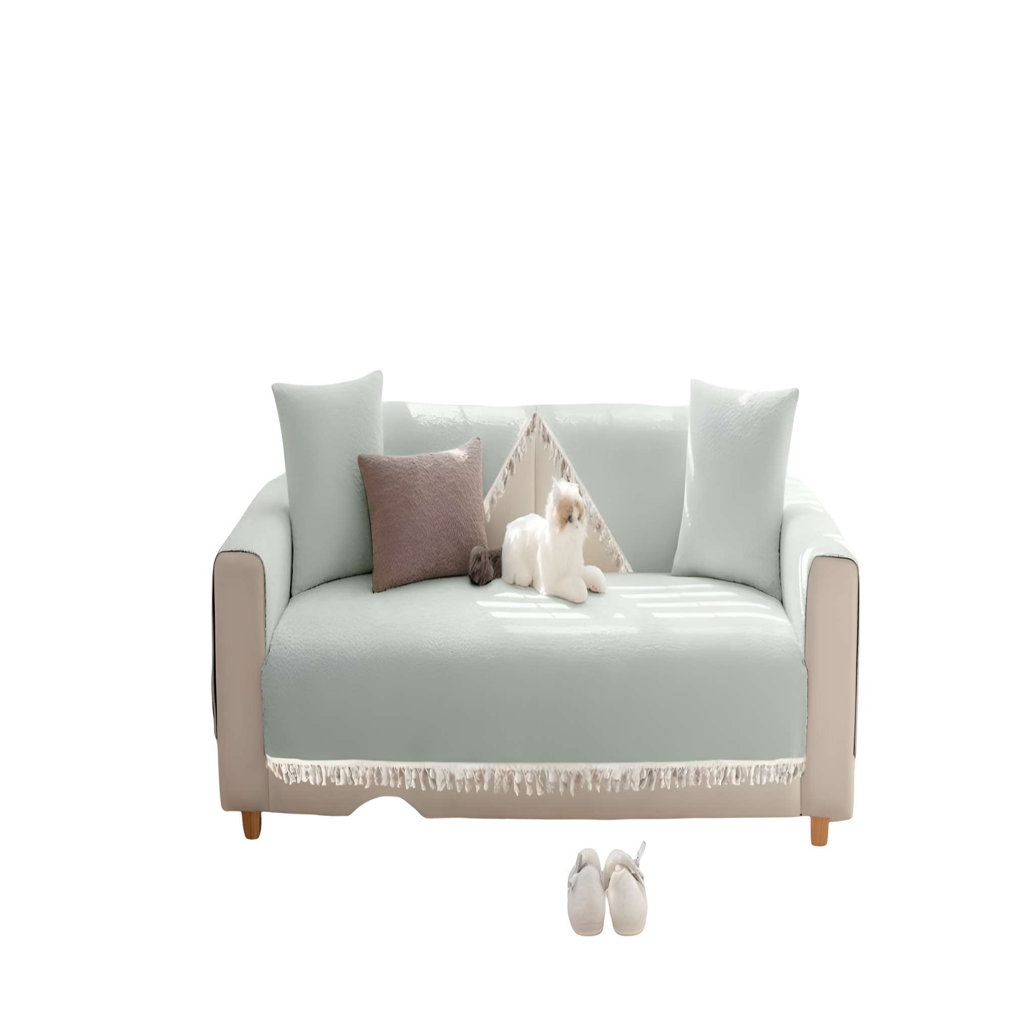 Genérico - Funda Para Sofa De 5 Piezas Con Flecos Verde Menta