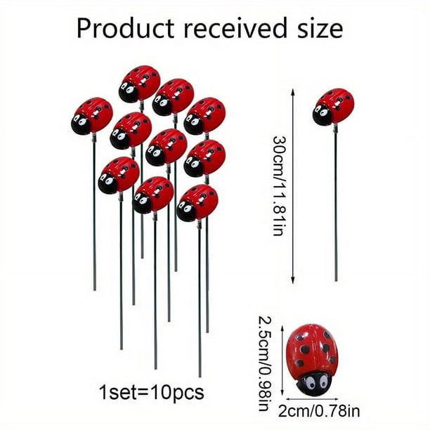 10 Packs, Ornaments Outdoor Garden Decorations Yard Plug-in Tags Simulation Small Insect Ladybug Lawn Stakes Inserts, Garden Flower Plants Supplies, Garden Balcony Gardening Beauty Planting Supplies,