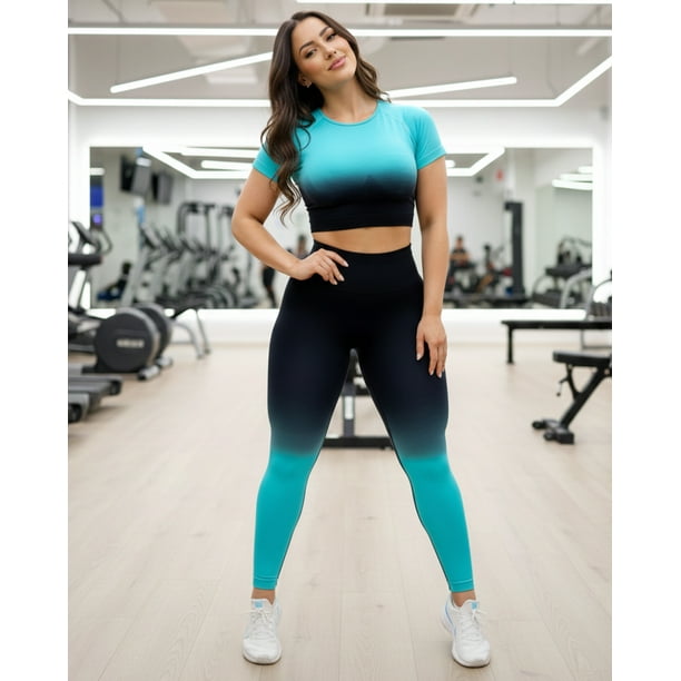 Conjunto deportivo Mujer degradé calza push up