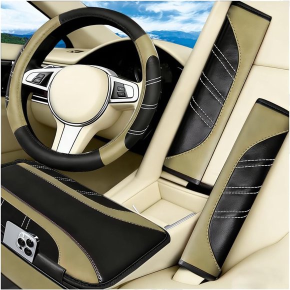 Set de Accesorios para Auto Sandfren de Cuero de Microfibra, 14,5-15 pulgadas