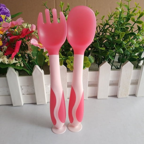 Make Mealtime Fun and Easy with 2pcs Heat Sensitive Cutlery Set for Toddlers - Bendable Feeding Spoon Fork with Portable Box and Suction for Children Training