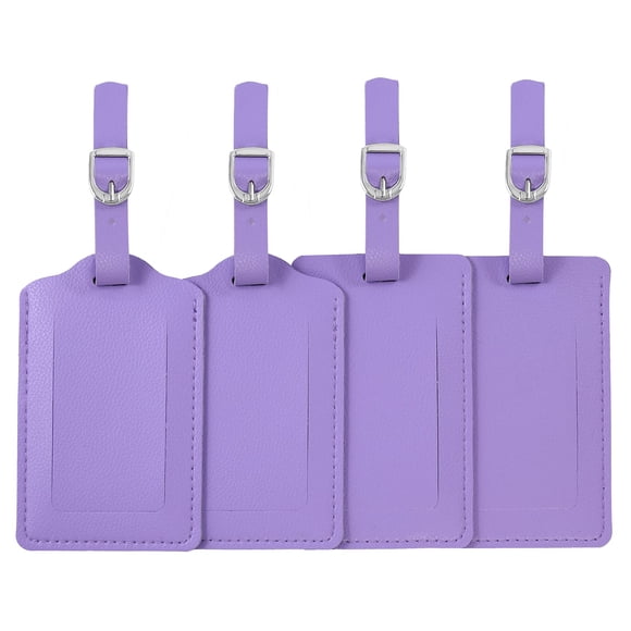Etiquetas de equipaje Vigorport Leather personalizadas, juego de 4 unidades, color morado