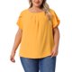 thumbnail image 1 of Agnes Orinda Blusas de Verano para Mujer de Talla Grande con Mangas Cortas Plisadas, Cuello Redondo y Mangas de Tulipán 3X Amarillo, 1 of 6