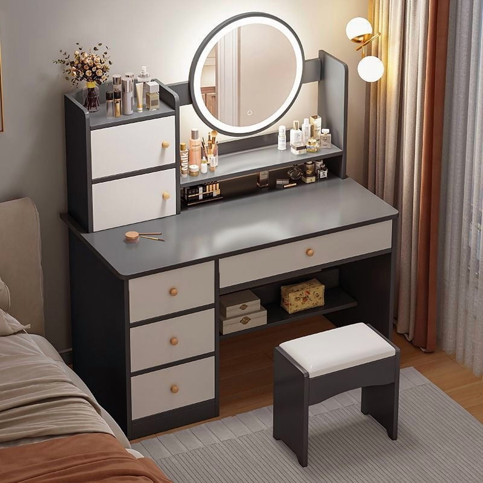 Casa Pagoda - Tocador Moderno Con Espejo Led Iluminado (100*40*128)