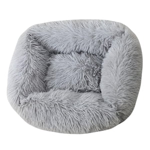 Ioensy - Perro Gato Cama Cálido Perrera Felpa Rectángulo Nido Cachorro Durmiendo M Gris Claro