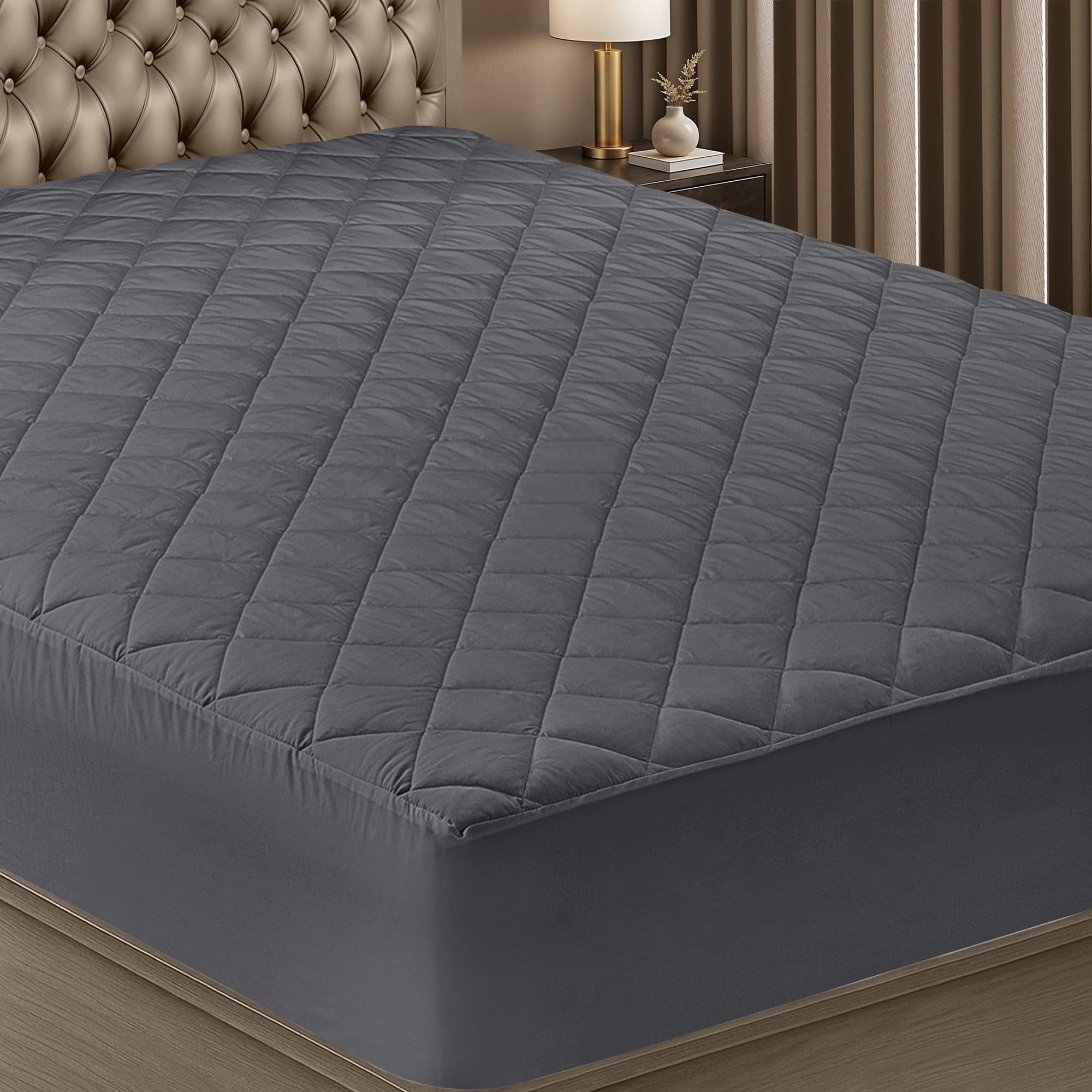 Funda De Colchón Utopia Bedding Acolchada, Tamaño Queen Size, Gris