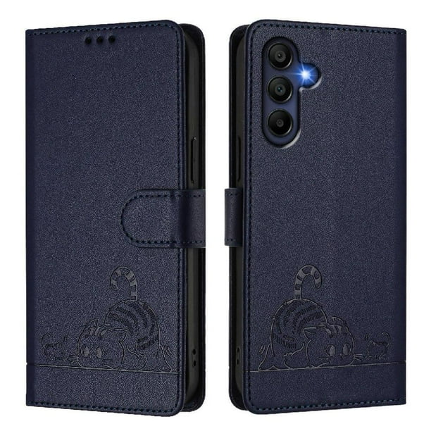 Funda tipo cartera FOXDOCK para Samsung Galaxy A56 con soporte, ranuras, RFID, diseño de gato