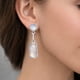 thumbnail image 3 of Aros Nácar Rectangular Plata 950 Tornillo Mariposa Colgantes Mujer Elegantes Piedra Blanca., 3 of 3