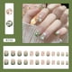 thumbnail image 2 of 24 Pcs Flower Press On Nails Medium Length Green Glossy Almond Fake Nails Acrylic False Nails Full Cover Floral Design Artificial Finger Nails Tips Manicure Glue On Nails For Women & Girls, 2 of 2