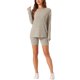 thumbnail image 2 of INSPIRE CHIC Conjuntos de salón de 2 piezas para mujer Conjuntos a juego de punto acanalado Top de manga larga con pantalones cortos de ciclista Chándales 2XL Camel, 2 of 6