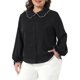 thumbnail image 4 of Agnes Orinda Conjuntos de Halloween para Mujeres Camisas de Talla Grande Mangas Largas Estilo Peter Pan Blusa de Chifón con Botones 4X Negro, 4 of 6