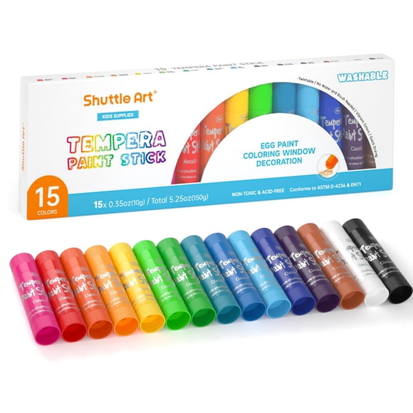 Barras de pintura al temple Shuttle Art, 15 colores, para niños