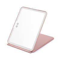 Xusx111 - Espejo De Maquillaje Iluminado De Viaje Plegable Con Led 3 Modos De Luz De Colores, Usb Recargable, Portátil, Espejo Ultra Delgado, Compactvanity Con Pantalla Táctil Para Cosméticos