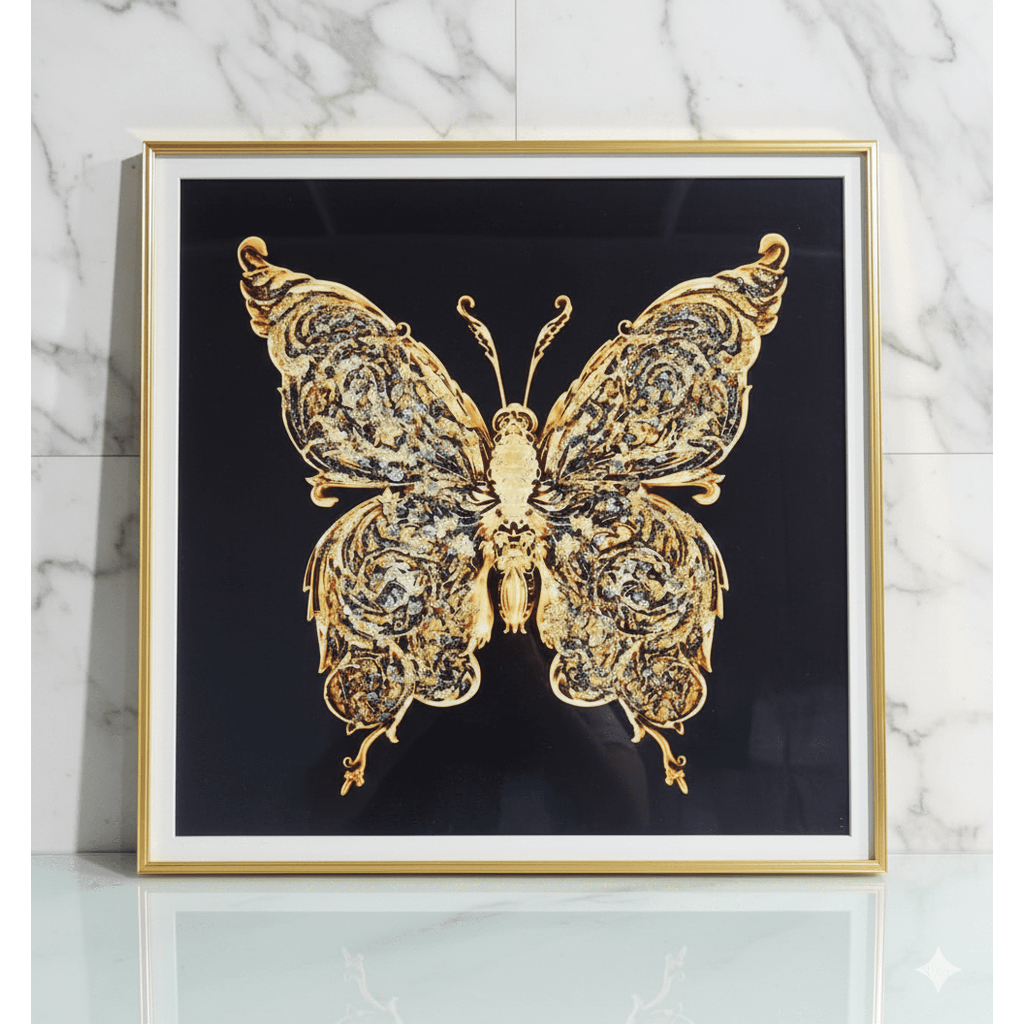 Decostilo - Cuadro Mariposa Dorada Minimalista 60x60cm