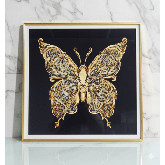 Cuadro Mariposa Dorada Minimalista 60x60cm