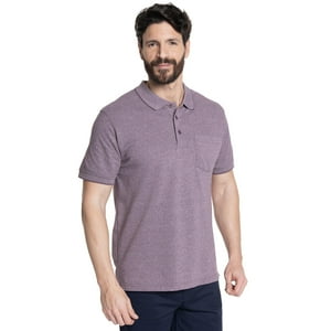 Kotting - Polera Hombre Piqué Melange Cuello Camisero Bolsillo Pecho