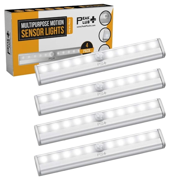 Luz LED con sensor de movimiento PeakPlus, batería de 10 LED, paquete de 4