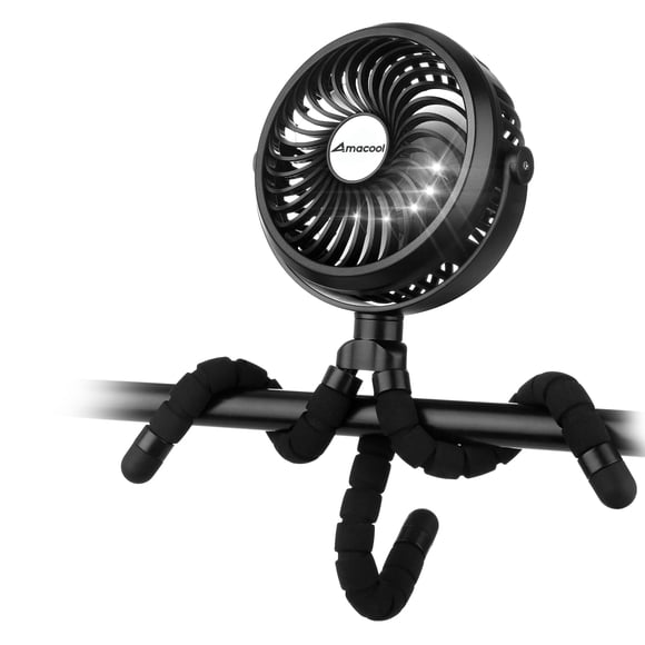 Ventilador de cochecito AMACOOL para trípode flexible, enganche, con 3 velocidades