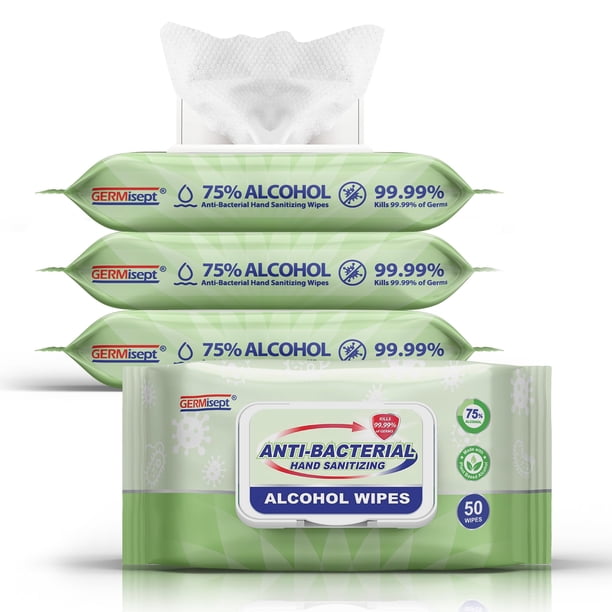 Toallitas desinfectantes para manos Germisept Advanced con 75% de alcohol, 200 unidades