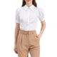 thumbnail image 1 of INSPIRE CHIC Camisa esencial de oficina para mujer con mangas abullonadas y cuello en punta, botones hacia abajo, talla M, color blanco, 1 of 7