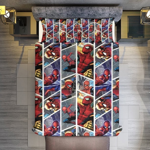 Cartoon Spider-Man Comforter Set for Kids Boys Teen Men Tween 3D Lightweight Microfiber Bedding Sets