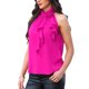 thumbnail image 4 of Top de cuello halter FAB CURVES para mujer Blusa casual elegante sin mangas con flores 3D XS Rosa intenso, 4 of 6