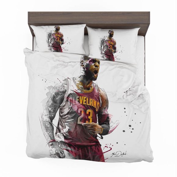 Lebron James Basketball Nba Quilt Duvet Cover Set Queen Double Bed Linen 3-Piece Bedding Set