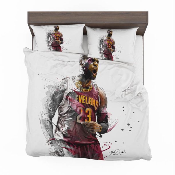 Lebron James Basketball Nba Quilt Duvet Cover Set Queen Double Bed Linen 3-Piece Bedding Set
