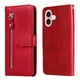 thumbnail image 1 of Funda con Cremallera para iPhone 16 Plus, Carcasa Cartera de Cuero PU con Soporte y Tarjetero, 1 of 6