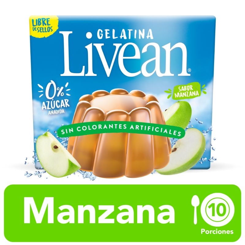 Gelatina Manzana Verde Caja 22 g Livean