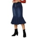 thumbnail image 4 of Falda de Cola de Pescado para Mujer INSPIRE CHIC de Mezclilla Maxi Desgastada Azul Oscuro M, 4 of 6