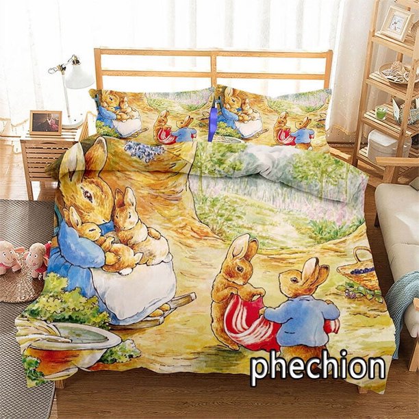 Peter the Rabbit Duvet Cover Pillowcase Bedding Set Gift 3-Piece Bedding Set (1 Duvet Cover + 2 Pillow Shams)