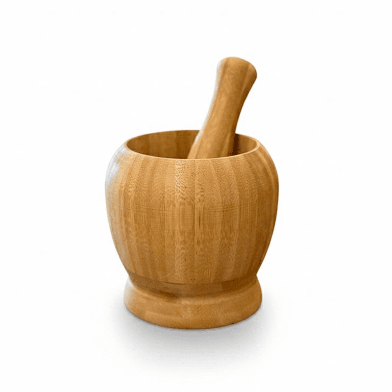 Wakshome - Mortero De Bambú Natural Molinillo De Especias Doméstico