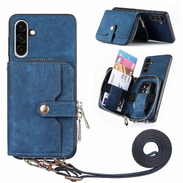 Funda Tipo Cartera con Correa Cruzada para Samsung Galaxy A56 Protección Contra Golpes Azul