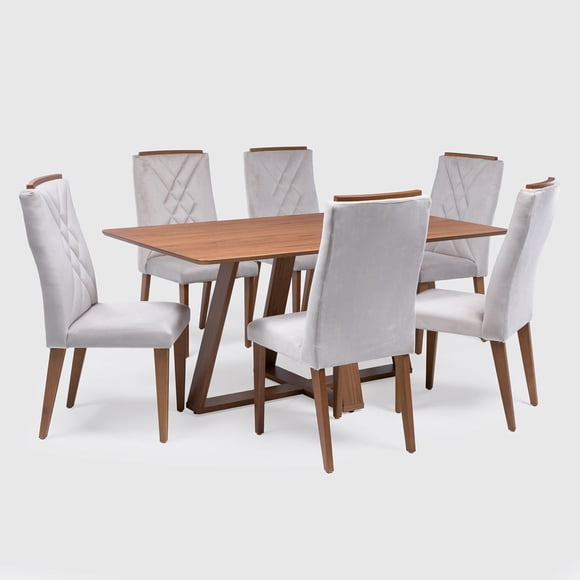 Comedor Avena 160 Cm + 6 Sillas Mega Gris
