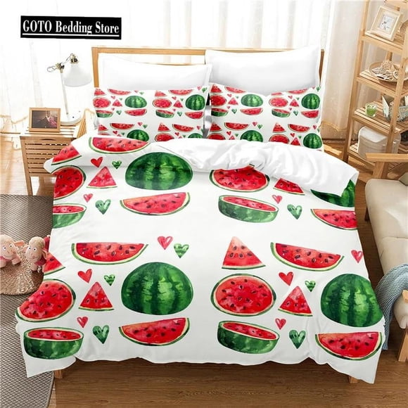 x820 Bed SheetsDropship Duvet Cover Set Watermelon Lemon Home Textile Bed Comforter Set Size Quilt Cover Pillowcases -No Sheet 3-Piece Bedding Set (1 Duvet Cover + 2 Pillow Shams) nj820