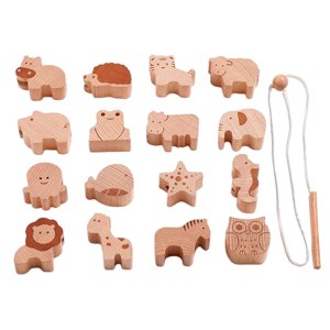 Magideal - 16 Bloques De Animales, Juguete Para Enhebrar, Coordinación Mano-Ojo Para Niños Pequeños