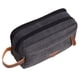 thumbnail image 1 of Neceser de viaje para hombre con dos compartimentos, de lona y cuero, organizador de maquillaje y afeitado, color negro., 1 of 8