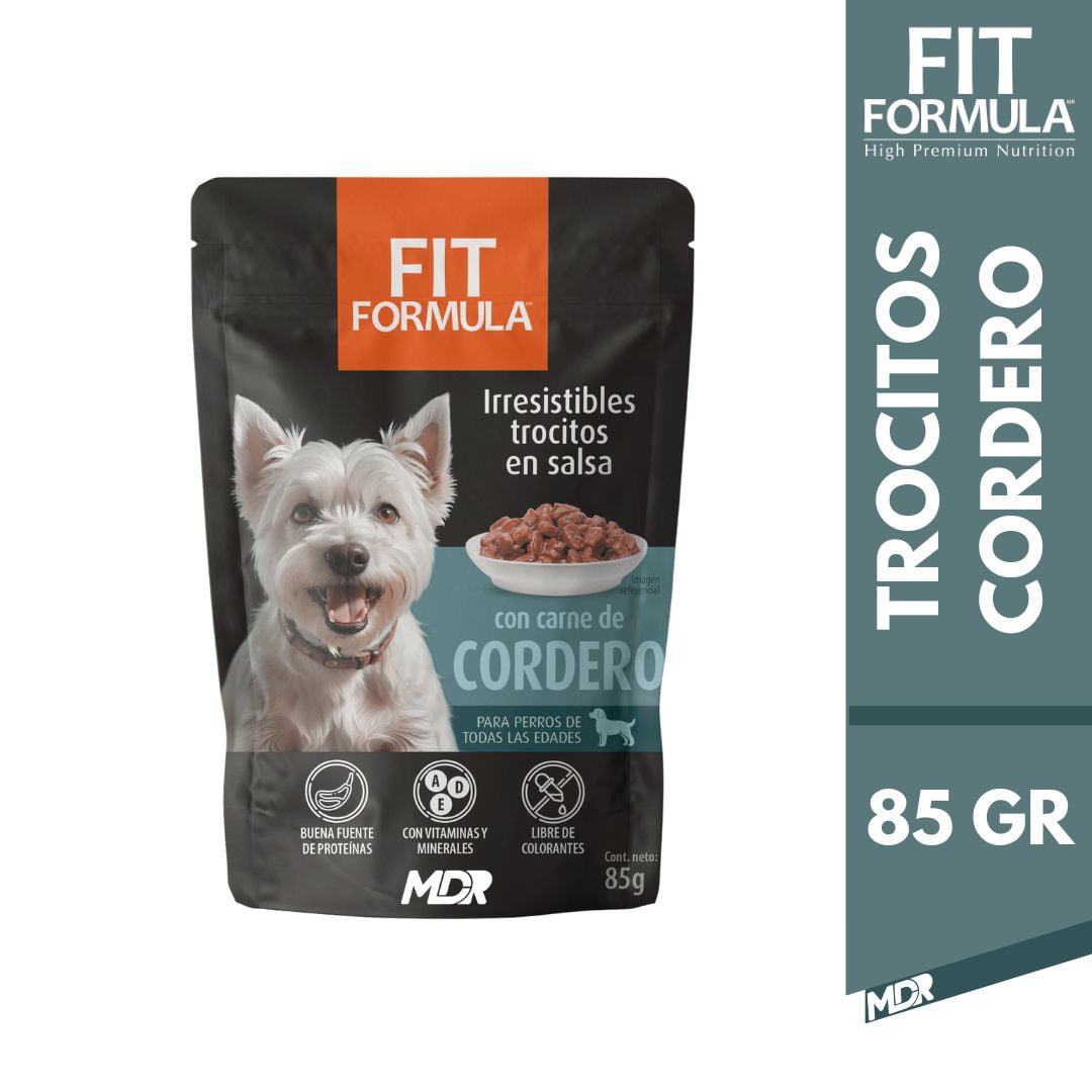 Fit Formula Trocitos En Salsa Perro Carne De Cordero 85G X24 Und