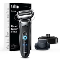 Braun - Afeitadora Eléctrica Para Hombre, Serie 7 7127Cs, Afeitado En Húmedo Y Seco, 7 Cuchillas Flexibles, Modos De Afeitado Turbo Y Suave, Afeitadora De Lámina Impermeable, Recargable, Negro, Gris