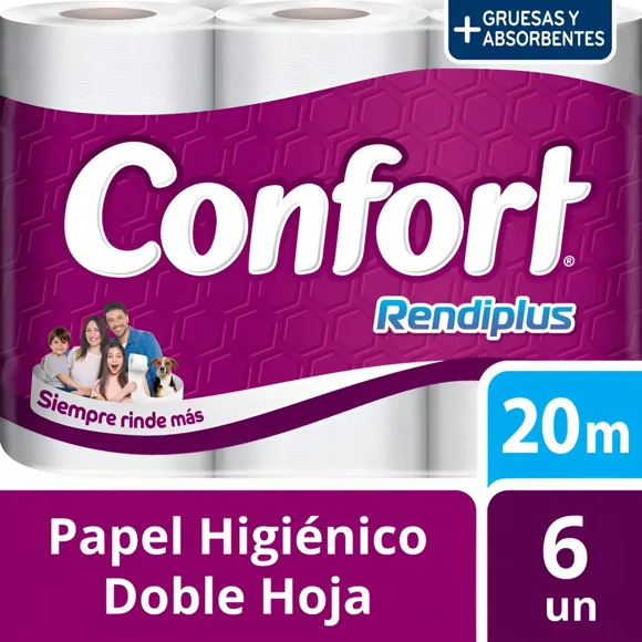Papel Higiénico Confort RendiPlus - 20 Metros 6 Rollos