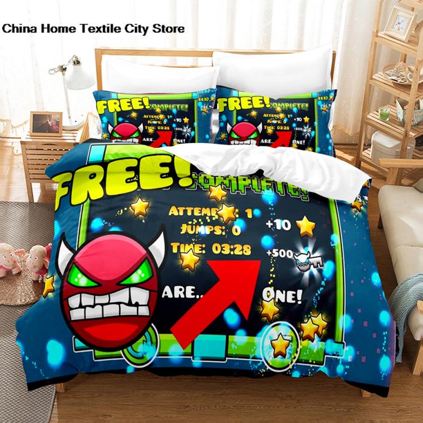 Geometry dash demon list Bedding Set Single Double King Bed Set Children's Bedroom Duvet Set Geometry dash demonList Bedding Bed Sheets