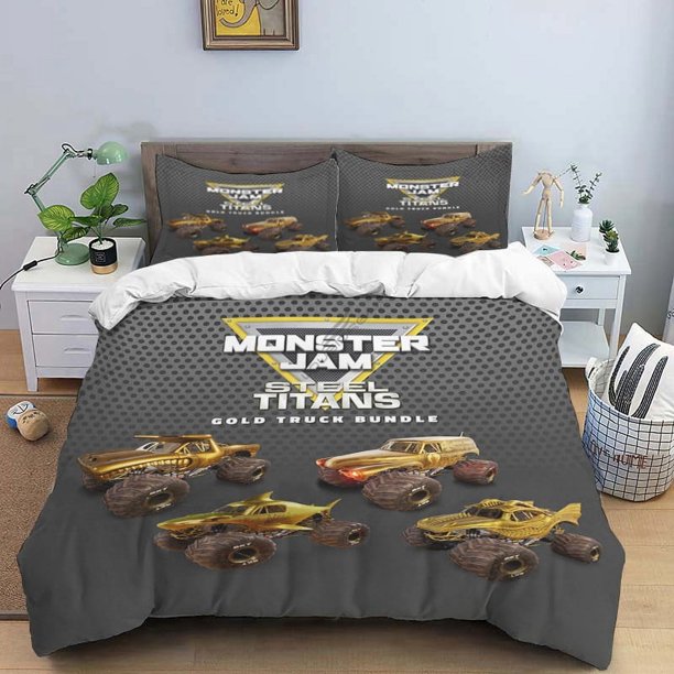 x2284 Bed SheetsNew Game Monster Jam Car Patterns Comforter Bedding Set,Duvet Cover Bed Set Quilt Cover Pillowcase, Size Bedding Set 3-Piece Bedding Set (1 Duvet Cover + 2 Pillow Shams) nj2284