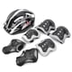 thumbnail image 1 of Juego de 7 protectores de rodilla y muñecas para casco y coderas para niños, para ciclismo y patinaje sobre ruedas, color negro., 1 of 8