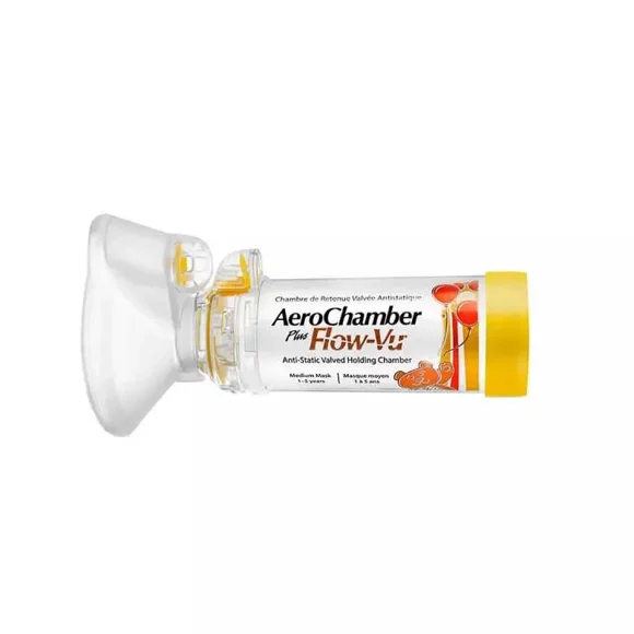 Aerocámara Aerochamber Flow Vu Pediátrica Amarilla 1-5 años x 1 Unidad