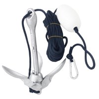 Magideal - Kit De Ancla Plegable Para Kayak De 1,5 Kg Con Cuerda De 12 Metros Para Bote Pequeño, Clip De Mosquetón De Material Acero Inoxidable, Accesorio Duradero